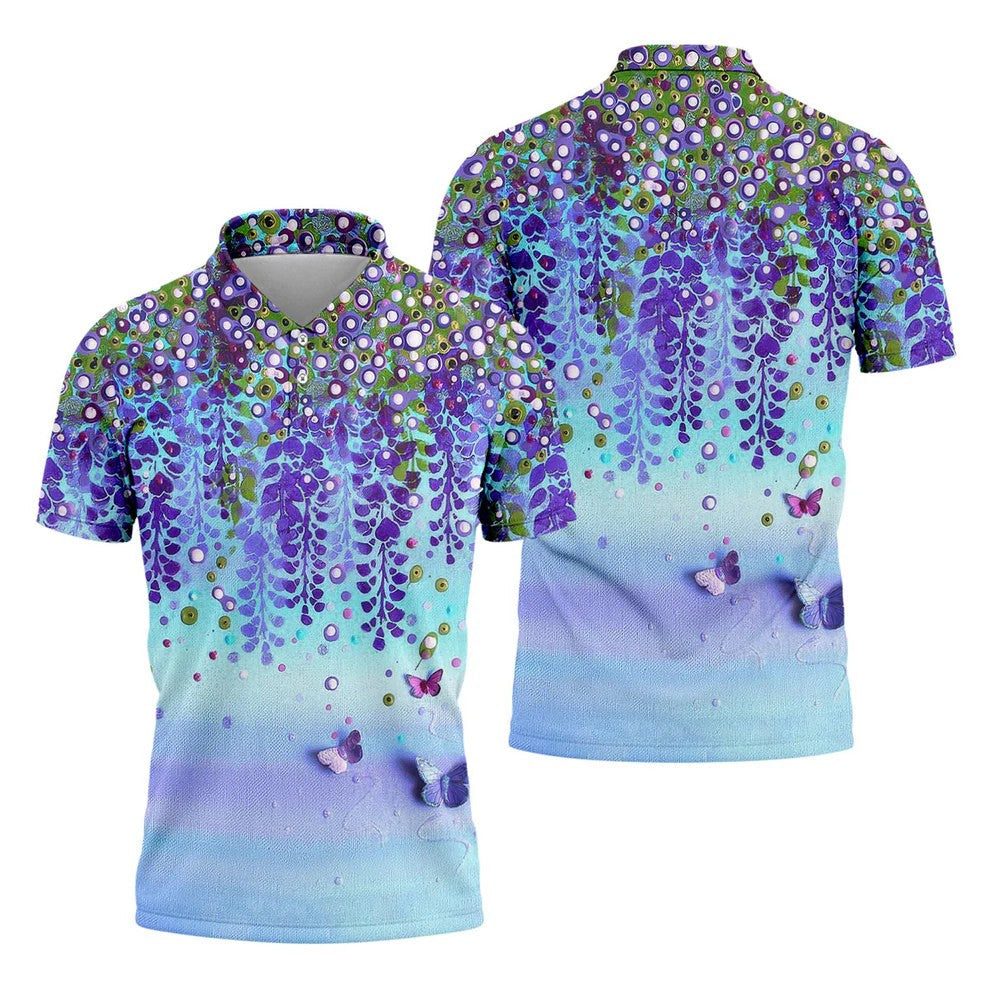 Colorful Abstract Floral Painting Golf Polo, Golf Tops For Men, Golfing Apparel