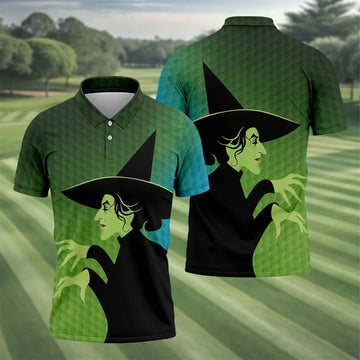 Green Witch Horror Character Halloween Golf Polo Shirt, Halloween Shirt, Mens Golf Polo
