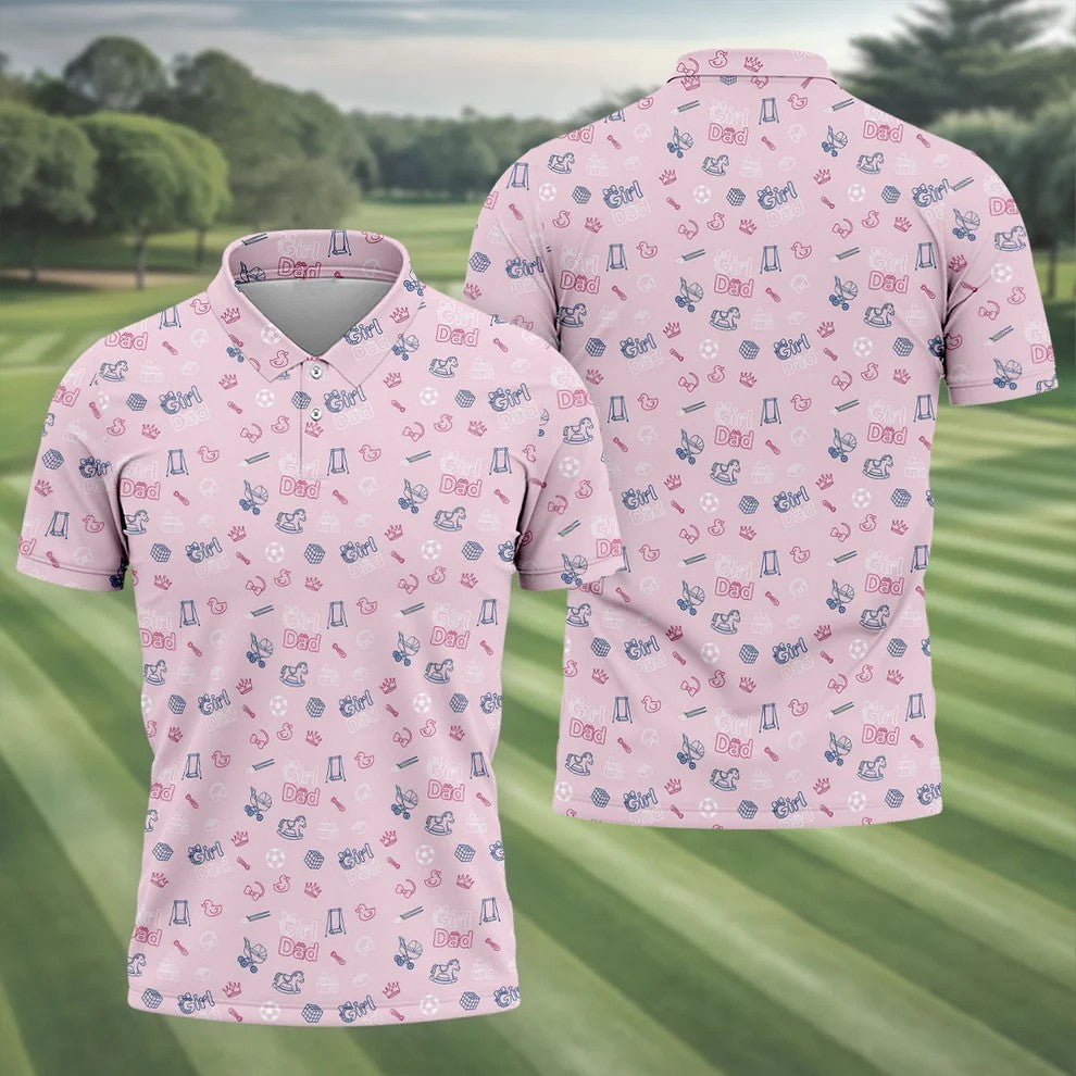 Girl Dad Father's Day Golf Shirt, Cute Golf Outfit, Polo Shirts For Men, Golf Gift For Dad