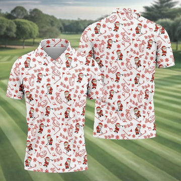 Ho Ho Ho Merry Christmas Funny Print Christmas Golf Shirt, Golf Shirts For Men, Golf Gift For Men