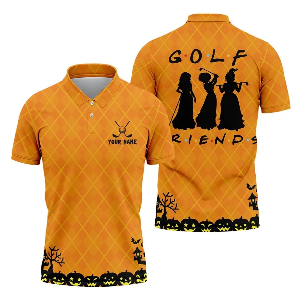 Your Name Golf Friends Horror Character Polo Shirt, Polo Shirts For Men, Halloween Shirt