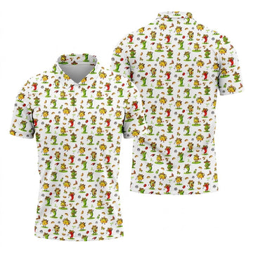 Mexican Cartoon Food Characters Cinco De Mayo Celebration Fiesta Themed White Golf Shirts For Men