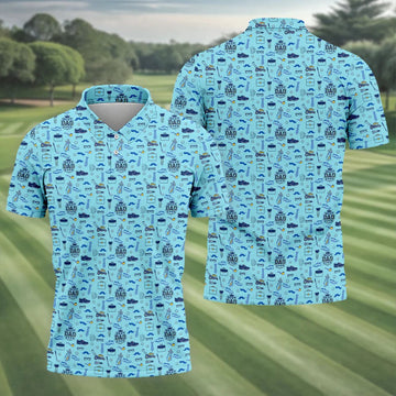 Best Dad Ever Dad Life Doodle Pattern Father's Day Golf Shirt, Golf Gift For Dad