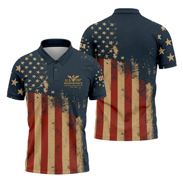 US 250th Anniversary Independence Freedom Democracy Men's Golf Polo Shirt 4th Of July Patriotic Golf Shirt