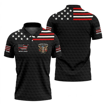 250th Anniversary Bald Eagle And Roses Black Golf Shirt, Patriotic 4th Of July Golf Shirts For Men