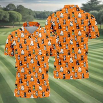 Halloween Dog Costume Pattern Golf Polo Shirt, Mens Golf Shirts, Polo Shirts For Men