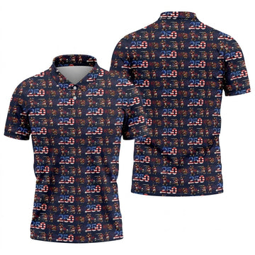 Funny Bigfoot Golf Pose Patriotic 4th Of July Black Golf Shirt, 250 Years Golf Shirts For Men