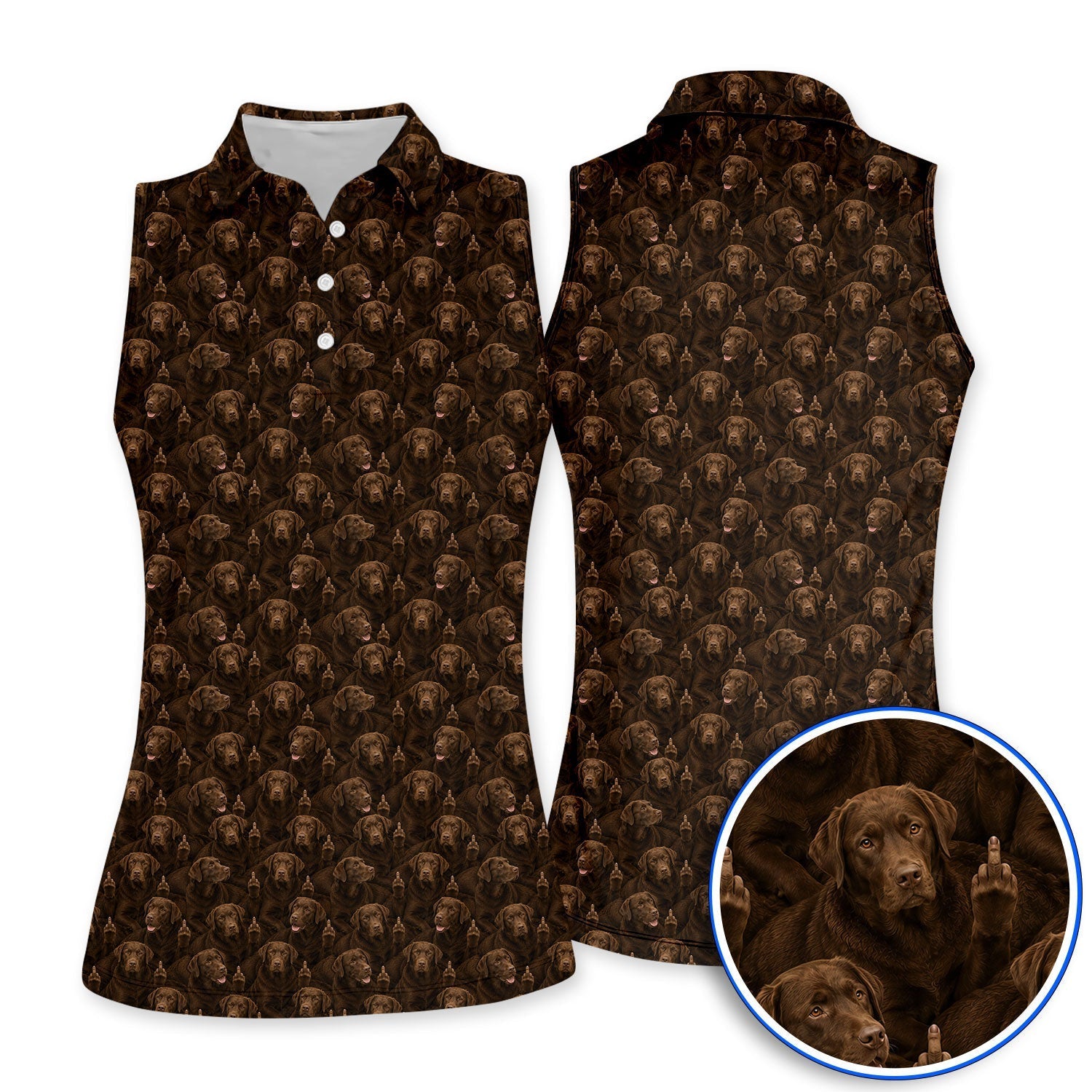 Funny Labrador Golf Polos, Lab Dog Pattern Golf Shirt, Crazy Golf Gift For Golfer