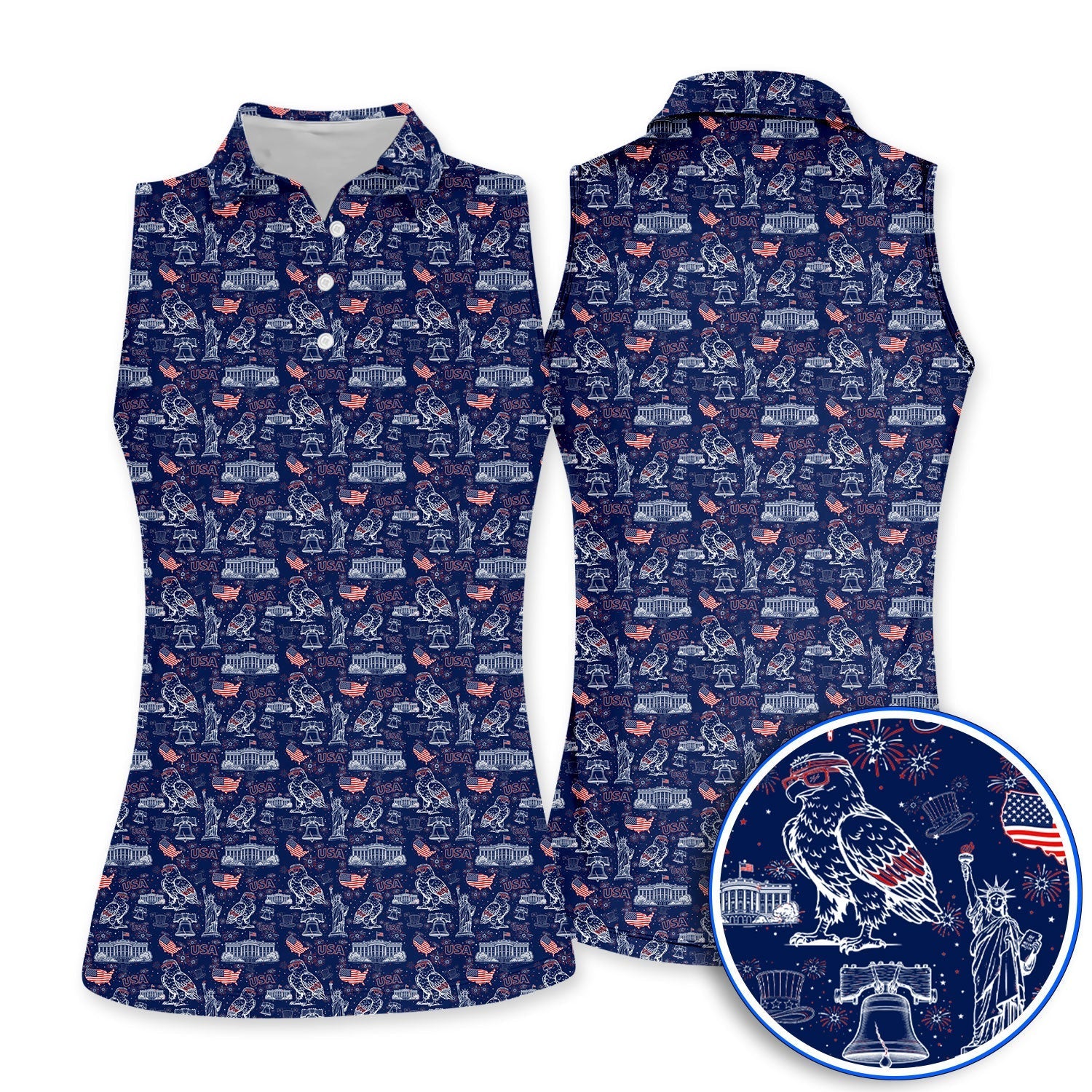 America 250th Patriotic Golf Polos, USA Eagle Pattern Golf Shirt For Golfer, Crazy Golf Shirt