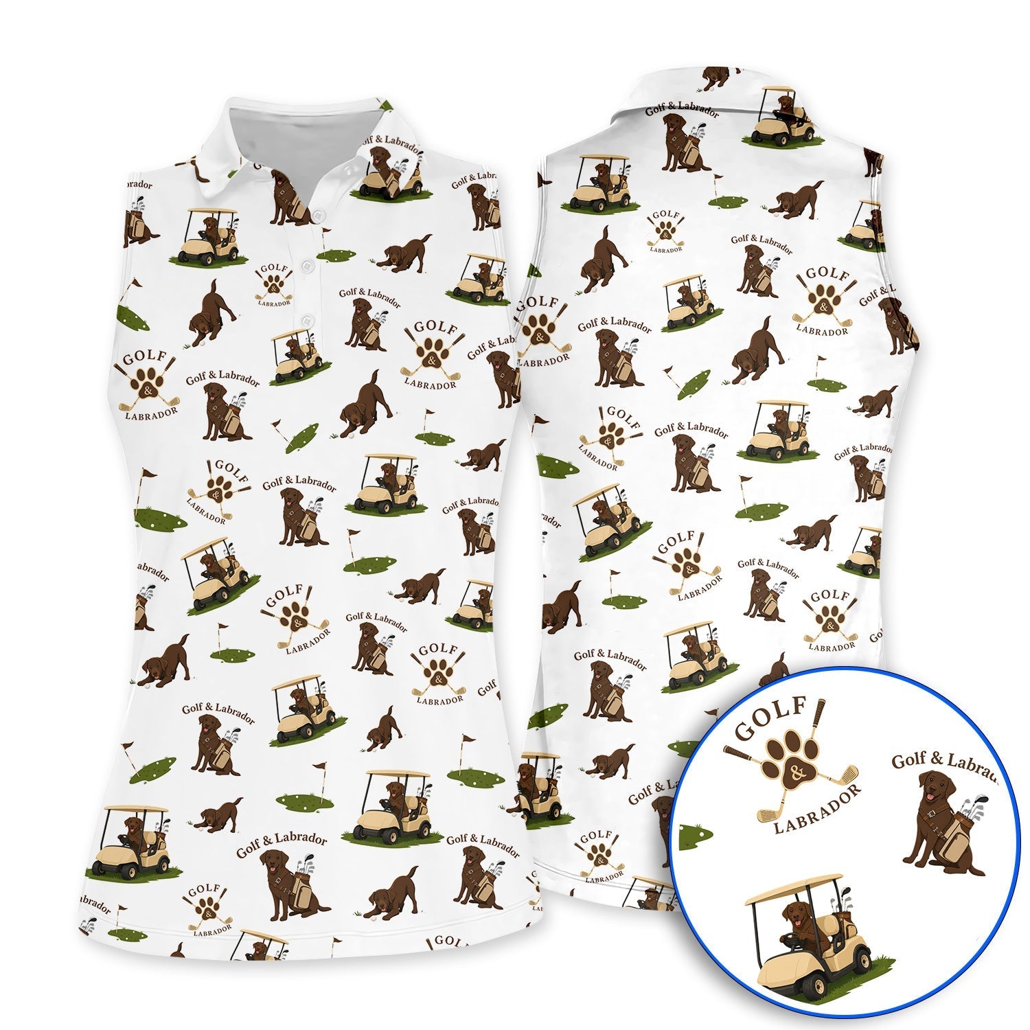 Labrador Pattern Golf Polos , Funny Dog  Golf Shirt, Crazy Golf Gift For Golfer
