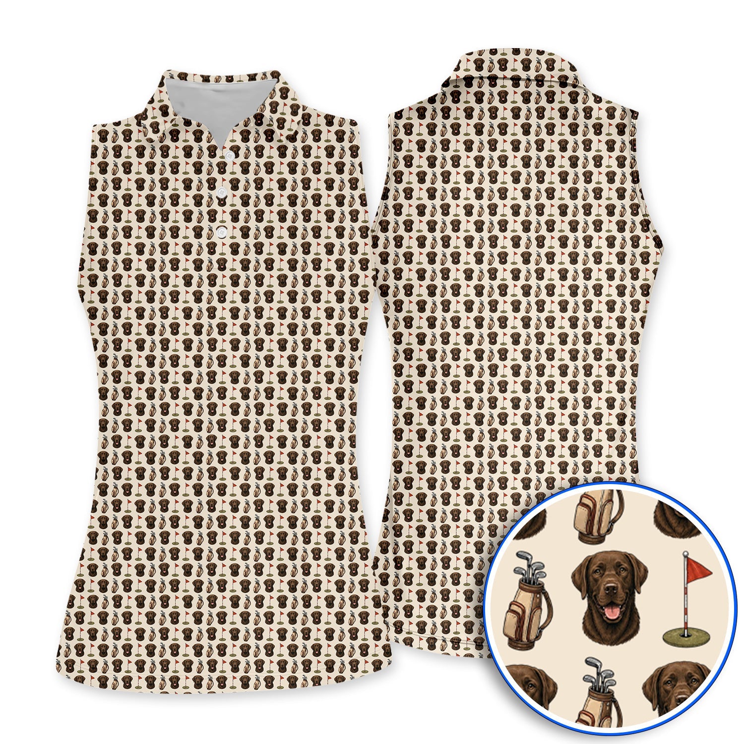 Chocolate Labrador Retriever Golf Shirt, Funny Chocolate Lab Pattern Golf Polos, Dog Lover Golf Shirt