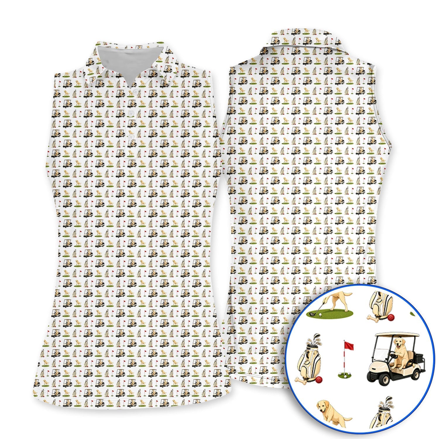 Funny Labrador Pattern Golf Shirt, Labrador Driving Golf Cart Polos, Unique Dog Lover Gift For Golfer