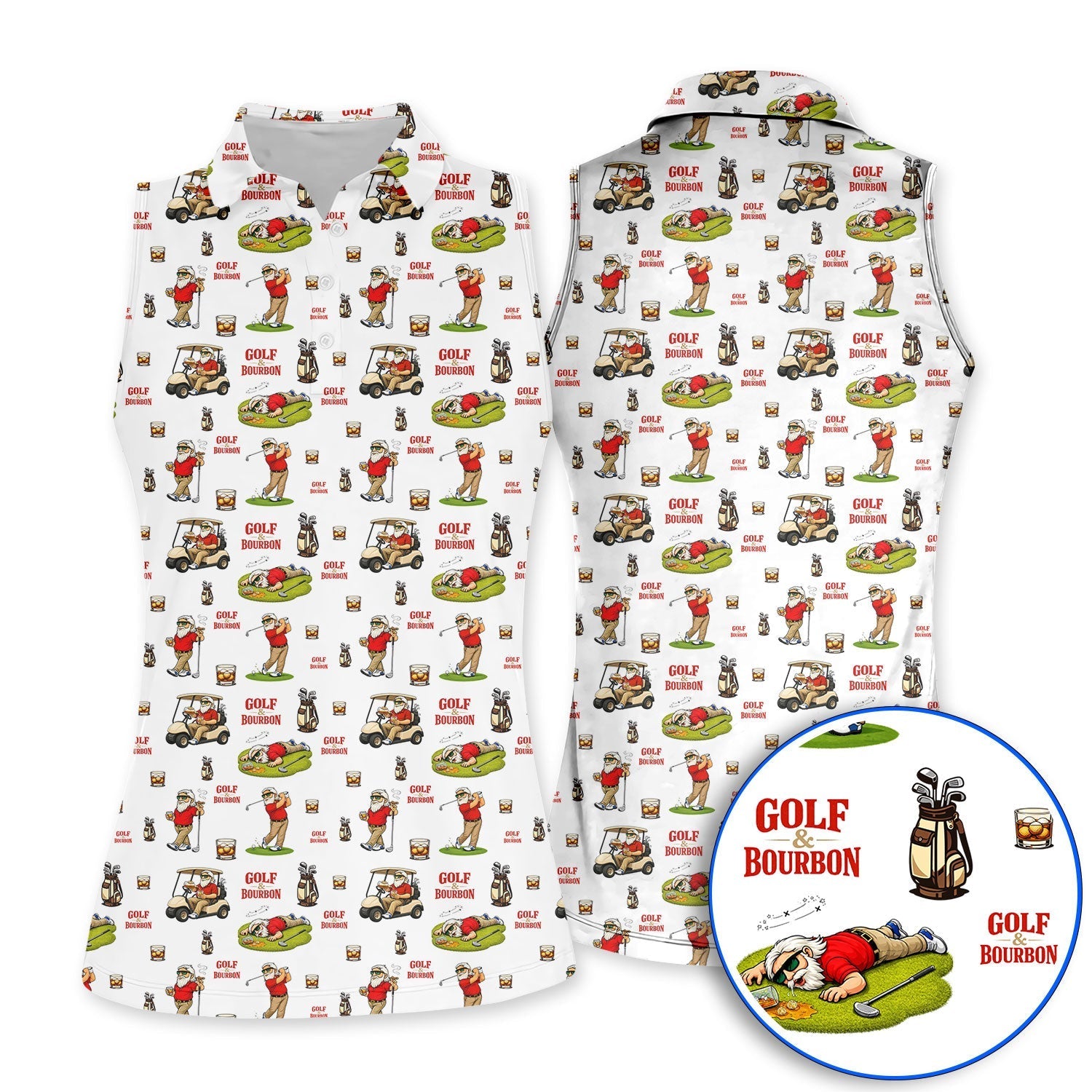 Funny Golf & Bourbon Pattern Golf Shirt, Crazy Golf Polos For Men, Golf Gift For Golfer