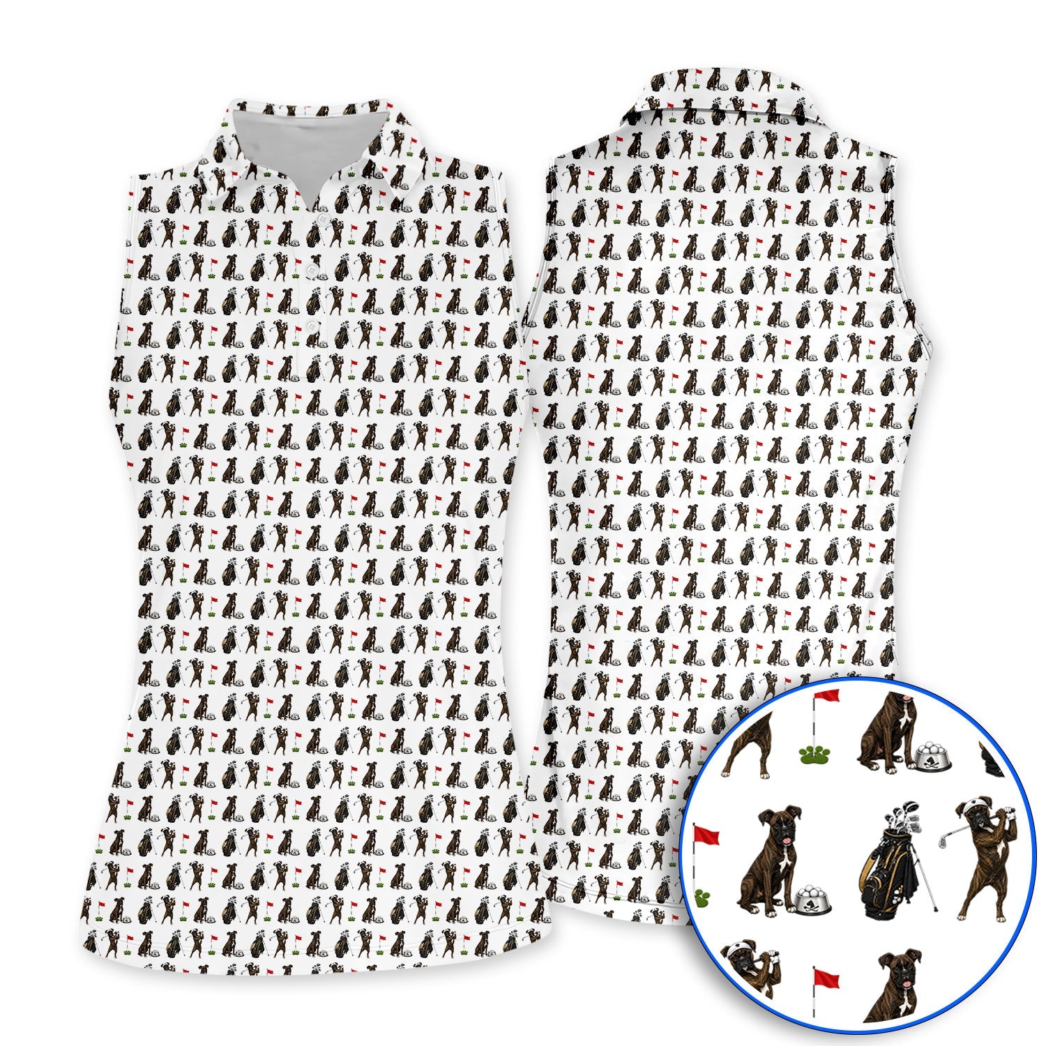 Brindle Boxer Dog Golf Polos, Funny Pattern Golf Shirt, Golf Dad Gift
