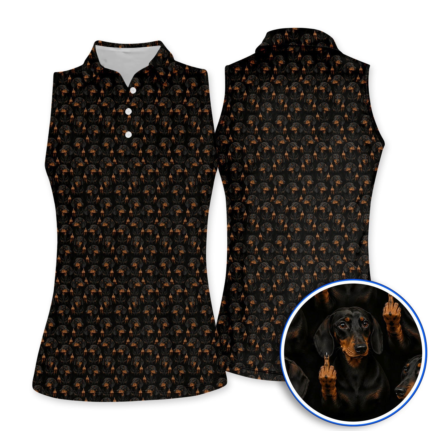 Funny Dachshund Golf Polos, Wiener Dog Pattern Golf Shirt, Crazy Dog Dad Golf Apparel
