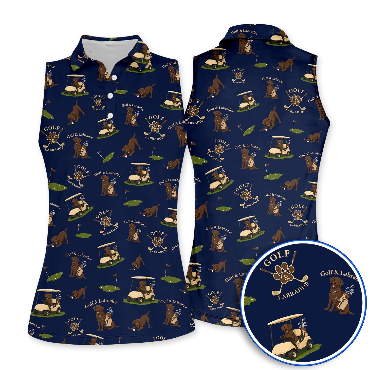 Labrador Pattern Golf Polos , Funny Dog  Golf Shirt, Crazy Golf Gift For Golfer