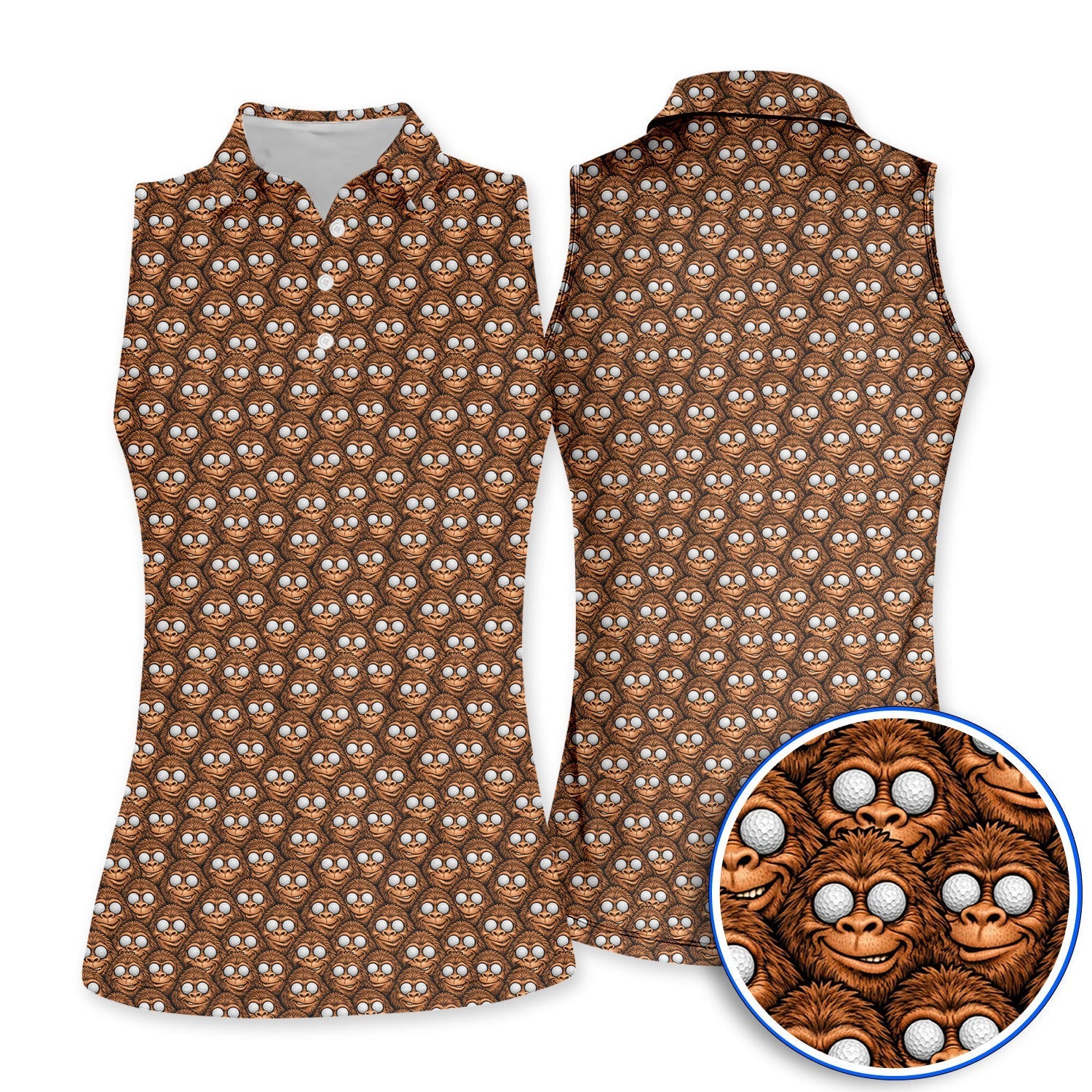 Crazy Bigfoot Pattern Golf Polos, Sasquatch Golf Shirt For Golfer, Funny Golf Gift For Men