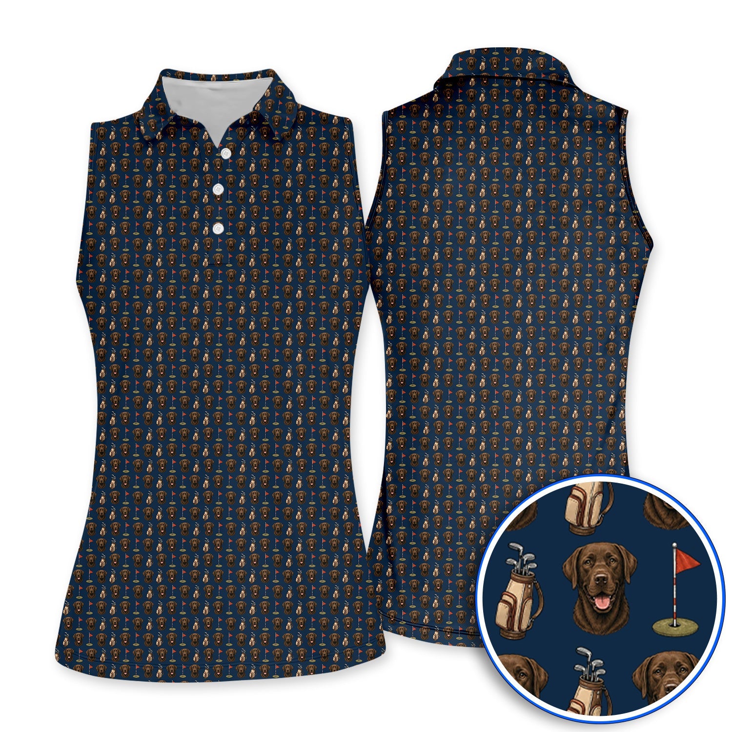Chocolate Labrador Retriever Golf Shirt, Funny Chocolate Lab Pattern Golf Polos, Dog Lover Golf Shirt