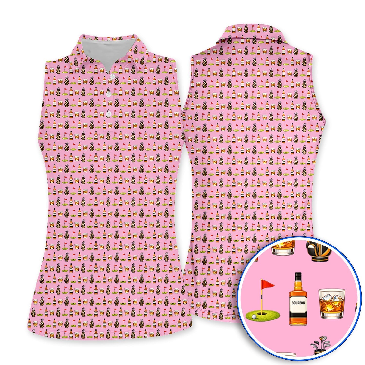 Bourbon Pattern Golf Shirt, Funny Golf Polos For Golfer, Golfer Whiskey Shirt For Golf Lovers