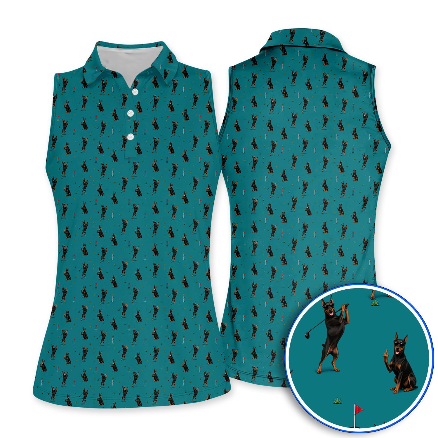Doberman Golf Polos, Doberman Pattern Golf Shirt, Crazy Golf Gift For Men