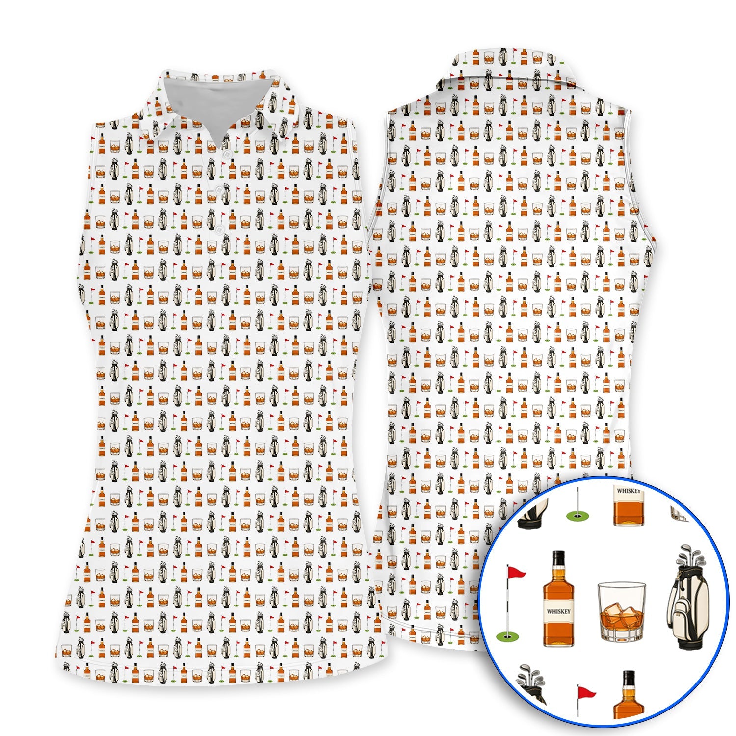 Whiskey Pattern Golf Polos, Bourbon Golf Shirt, Whiskey Golf Lover Gift