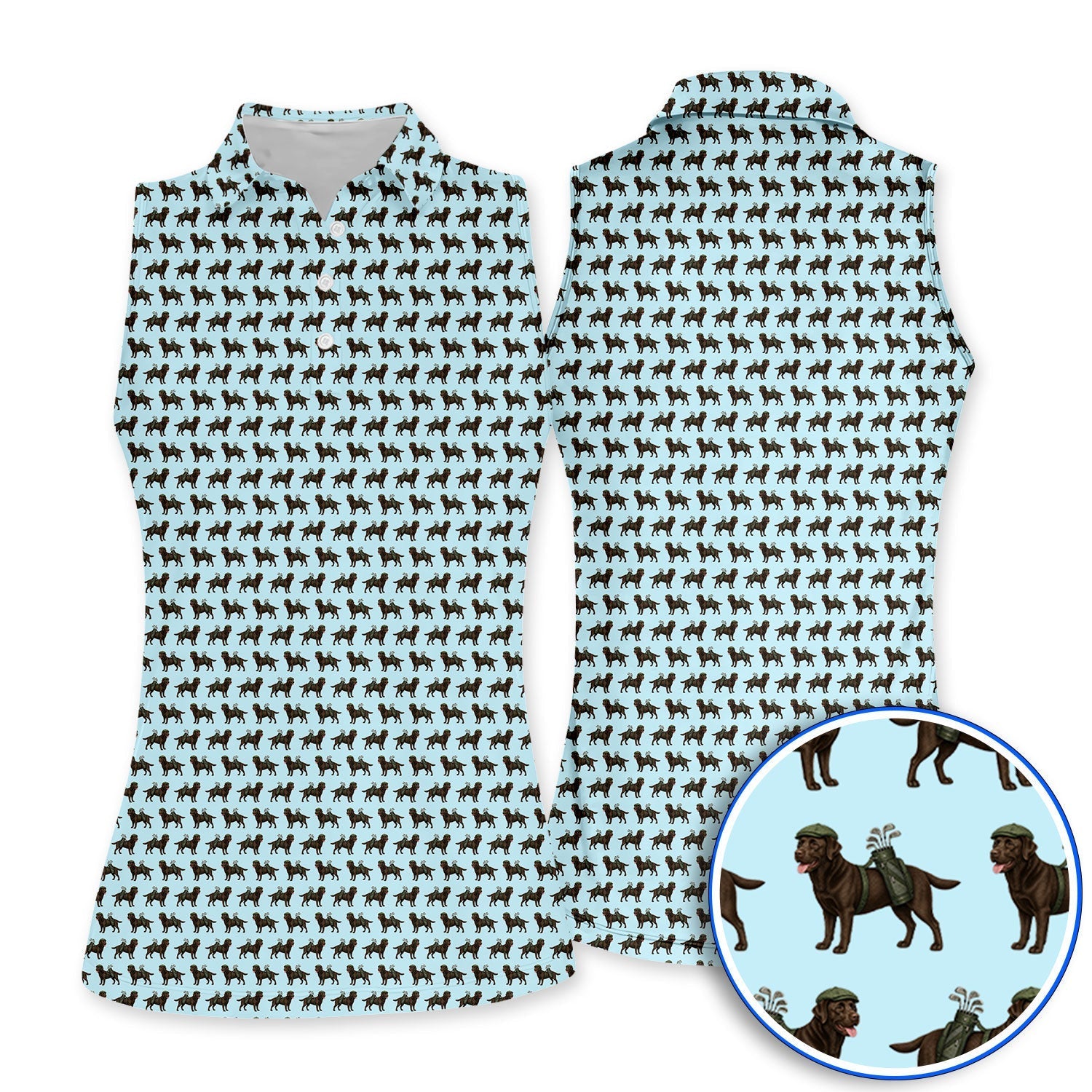 Funny Chocolate Labrador Pattern Golf Shirt, Chocolate Lab In Golf Hat Polos, Unique Dog Lover Gift For Golfer