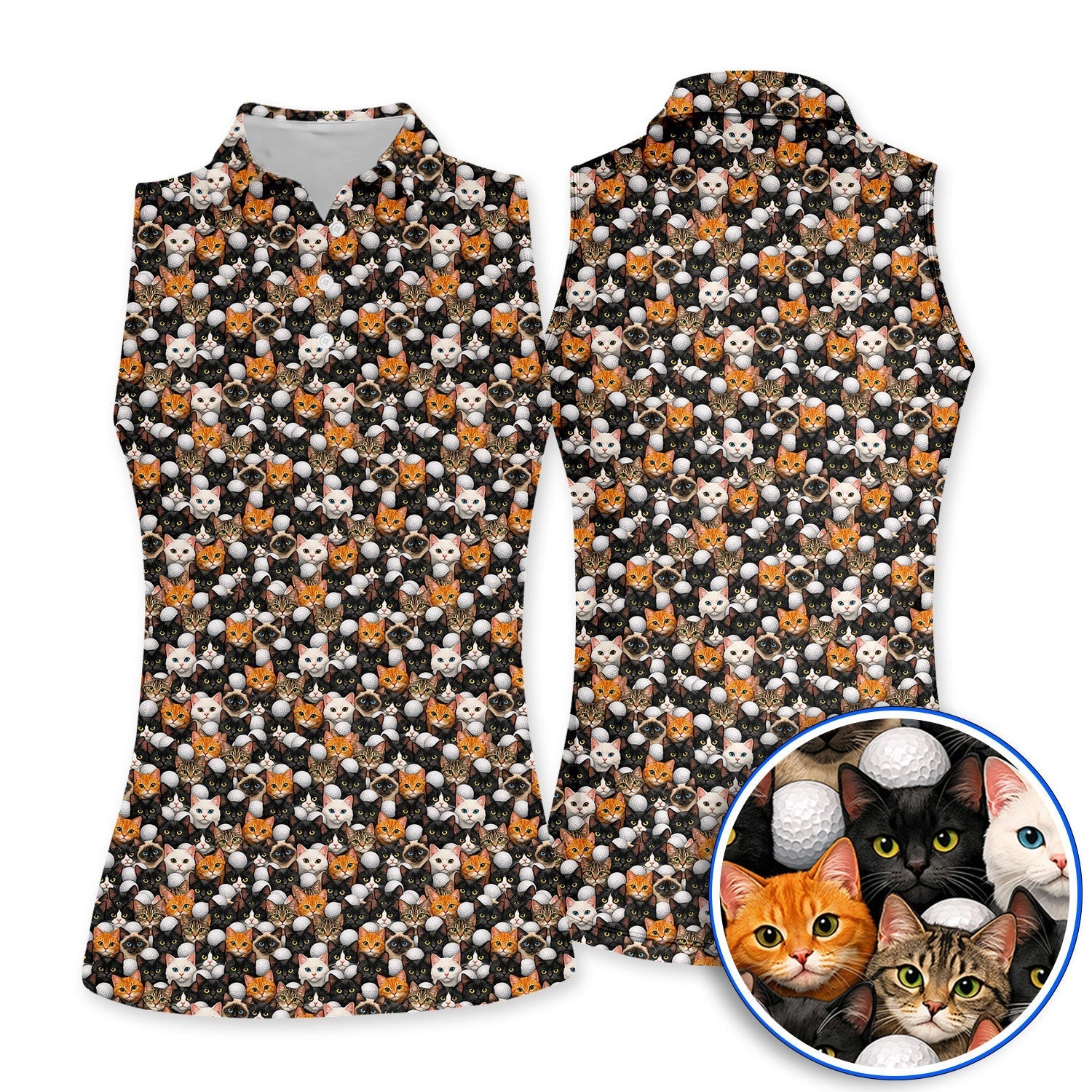 Crazy Pattern Golf Shirt, Pet Golf Polos For Golfer, Golf Gift For Cat Lover