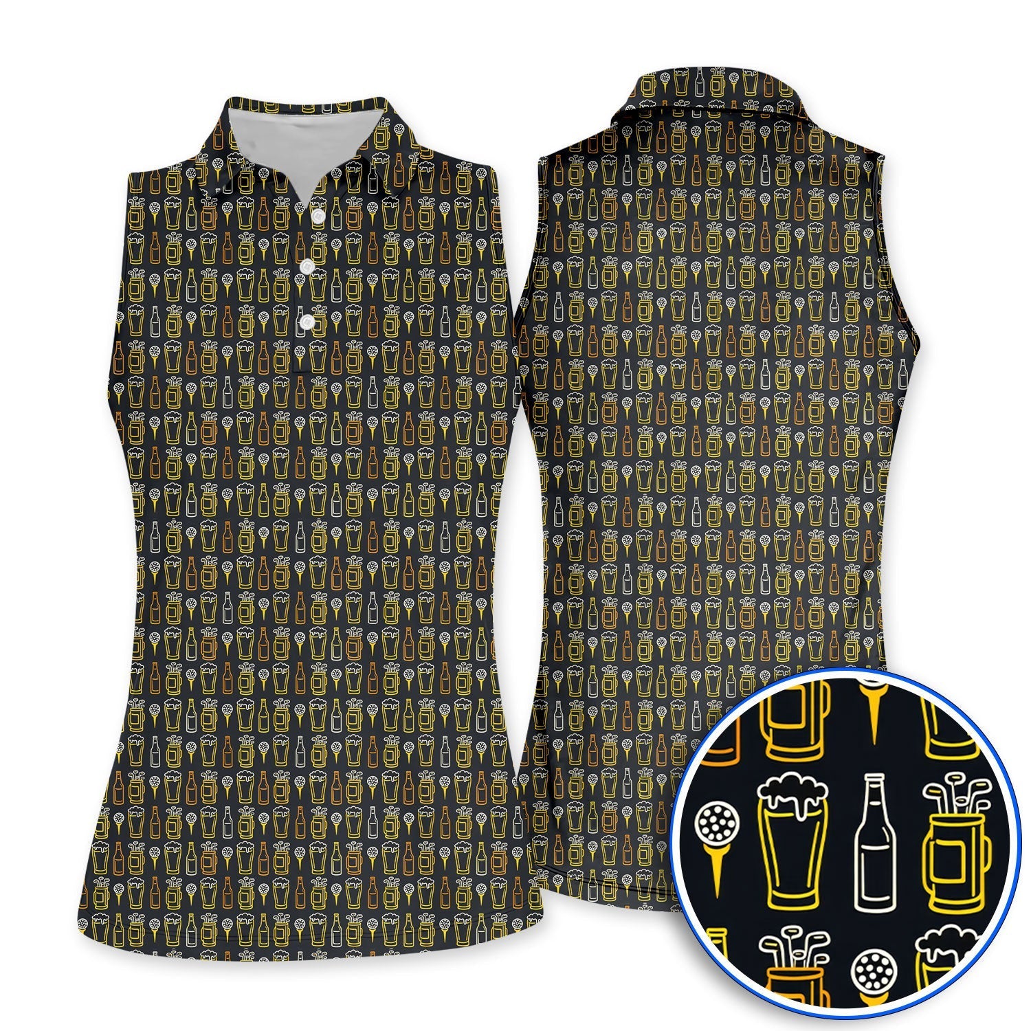 Funny Golf And Beer Pattern Shirt, Crazy Golf Polos For Men, Golf Gift For Golfer