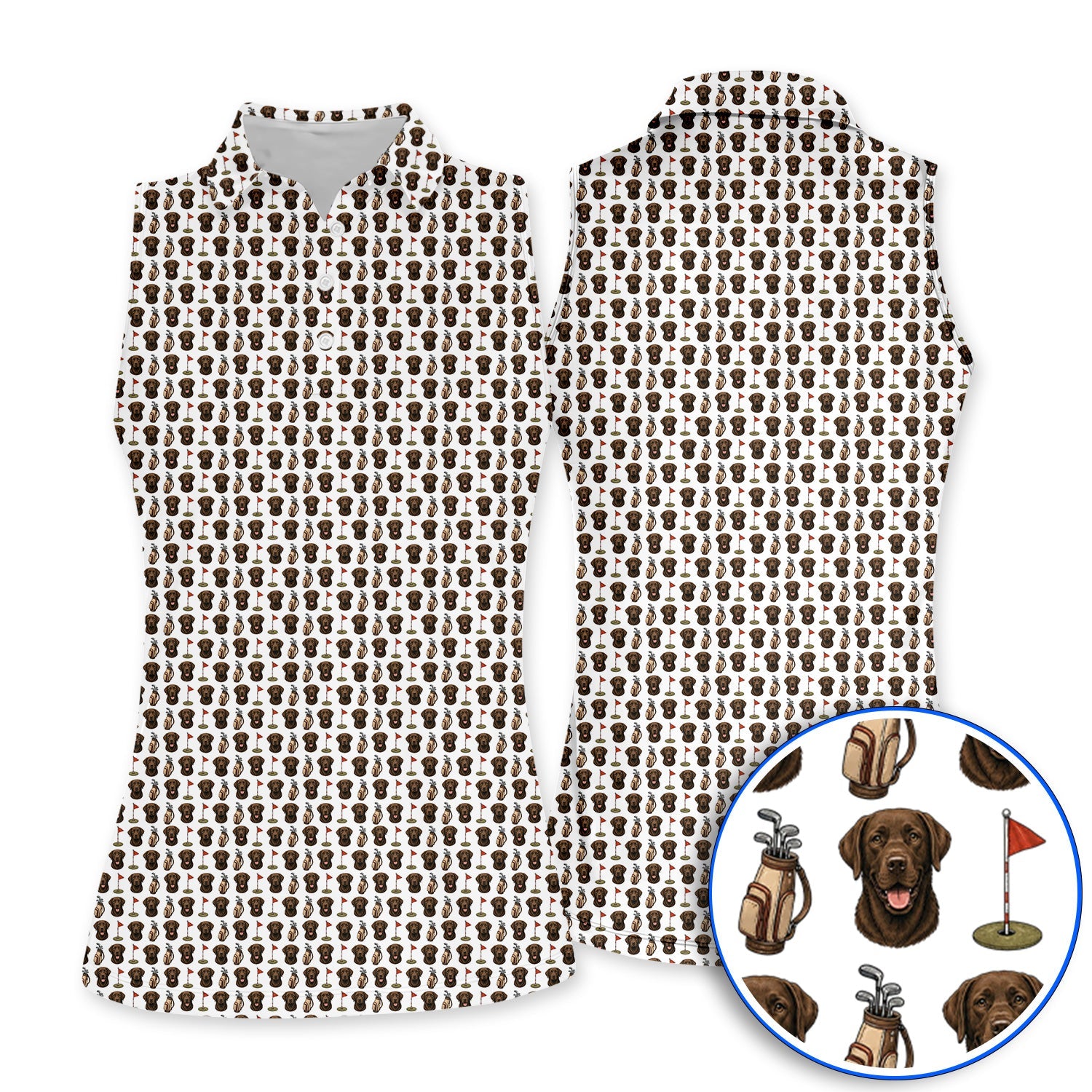 Chocolate Labrador Retriever Golf Shirt, Funny Chocolate Lab Pattern Golf Polos, Dog Lover Golf Shirt