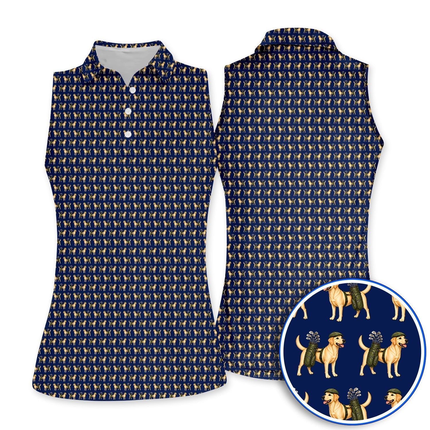Funny Labrador Retriever Pattern Golf Shirt, Cute Yellow Lab Golf Polos For Pet Lover, Unique Golf Gift For Golfer