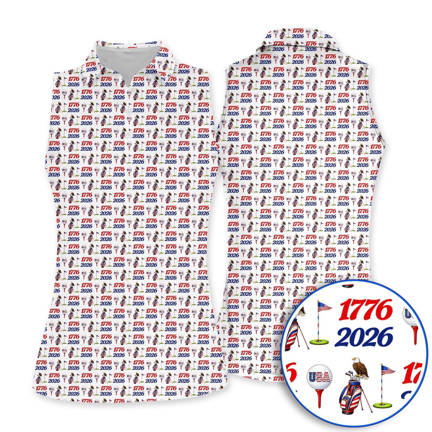USA 1776–2026 Patriotic Golf Polos, American Flag & Eagle Pattern Golf Shirt, Golf Gift For Golfer