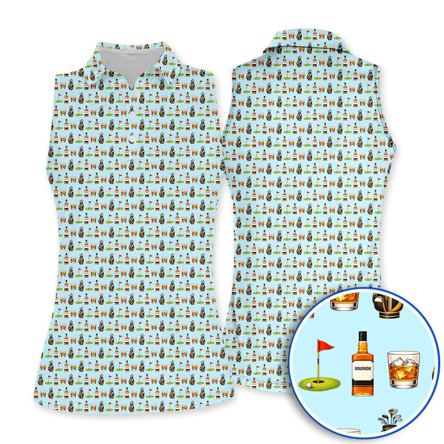 Bourbon Pattern Golf Shirt, Funny Golf Polos For Golfer, Golfer Whiskey Shirt For Golf Lovers