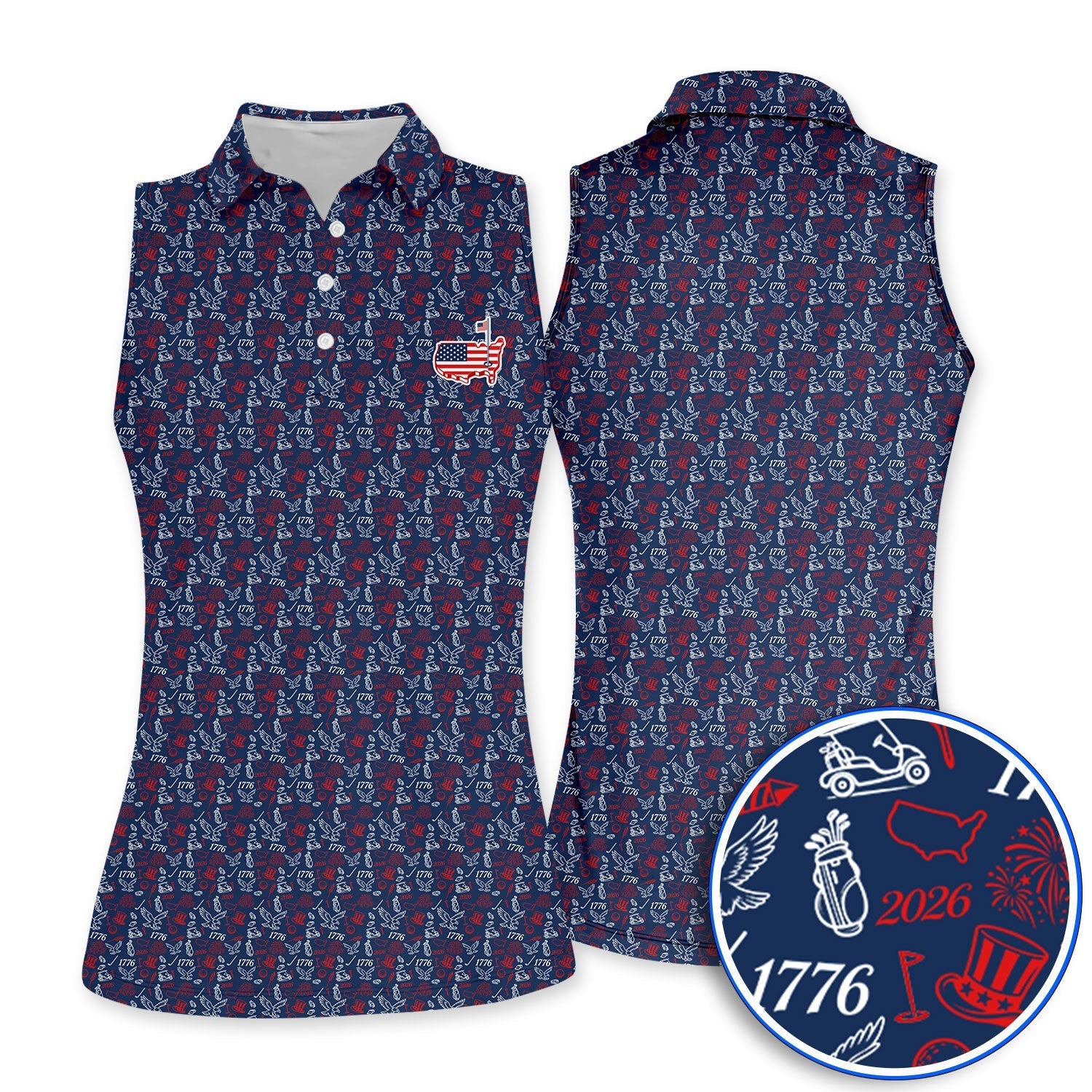 USA 250th Patriotic Pattern Golf Shirt, 1776–2026 American Golf Polos, Crazy Golf Shirts For Golfer