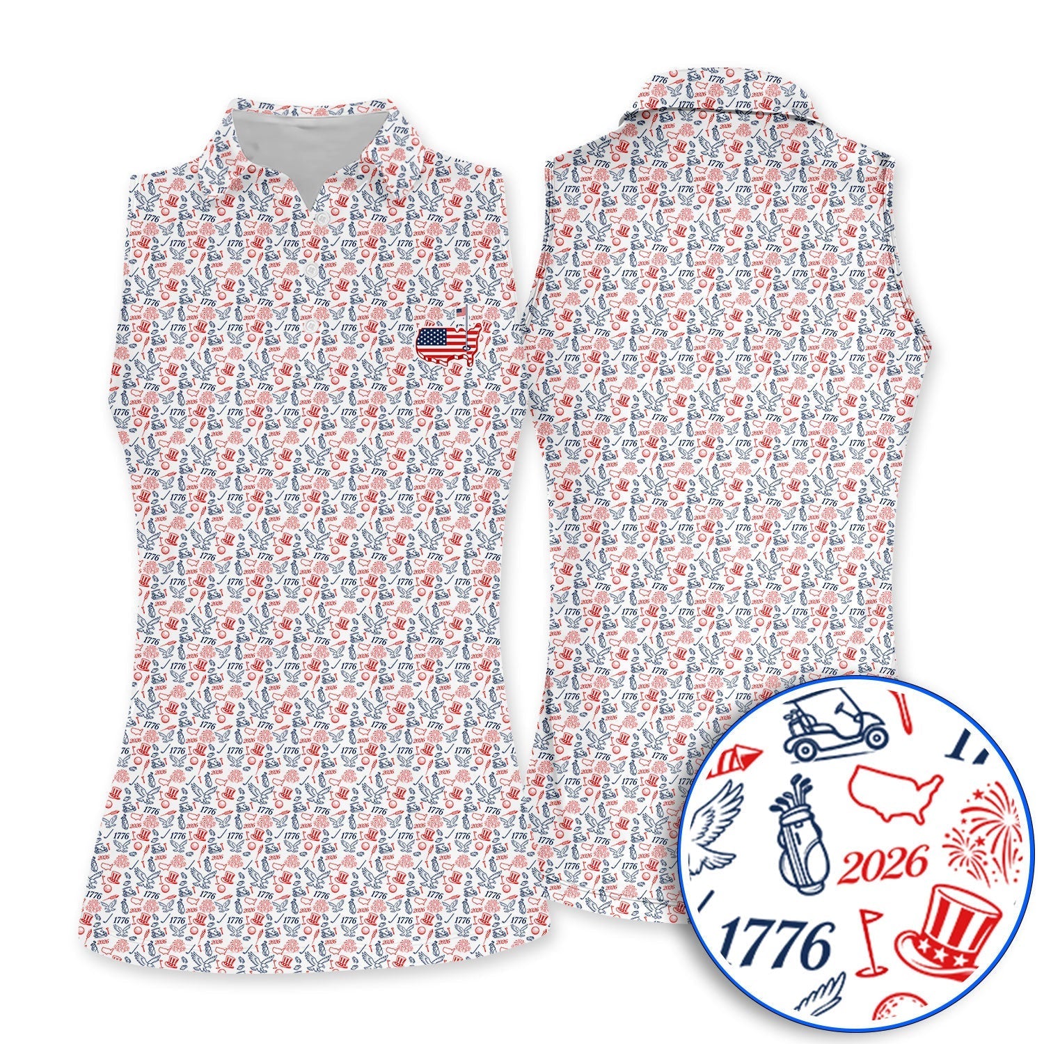 USA 250th Patriotic Pattern Golf Shirt, 1776–2026 American Golf Polos, Crazy Golf Shirts For Golfer