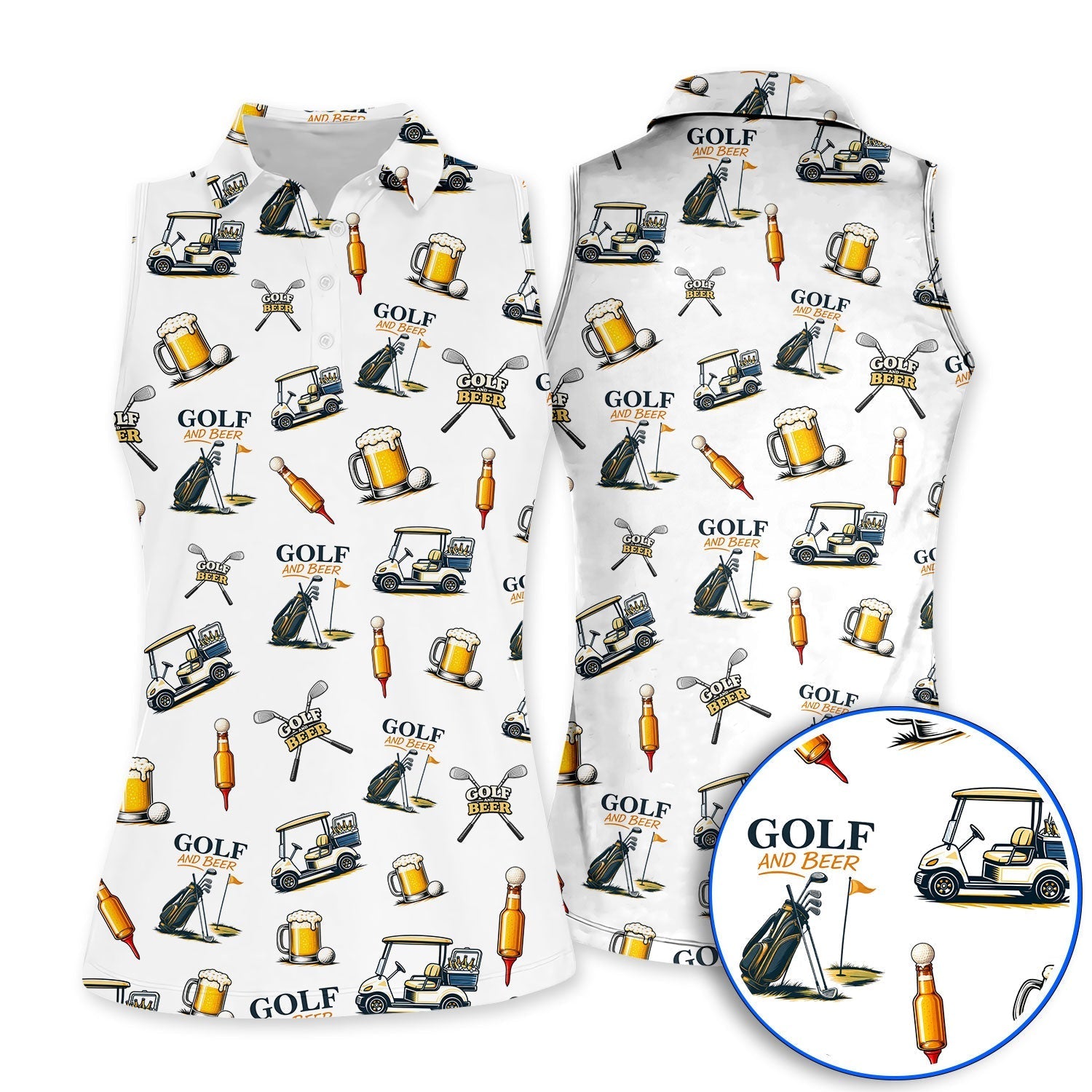 Golf And Beer Pattern Polos For Men, Funny Golf Shirt, Golf Gift For Beer Lover