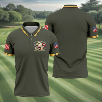 Bald Eagle American Flag 250 Years Green Golf Shirt, Patriotic 4th Of July Golf Shirts For Men