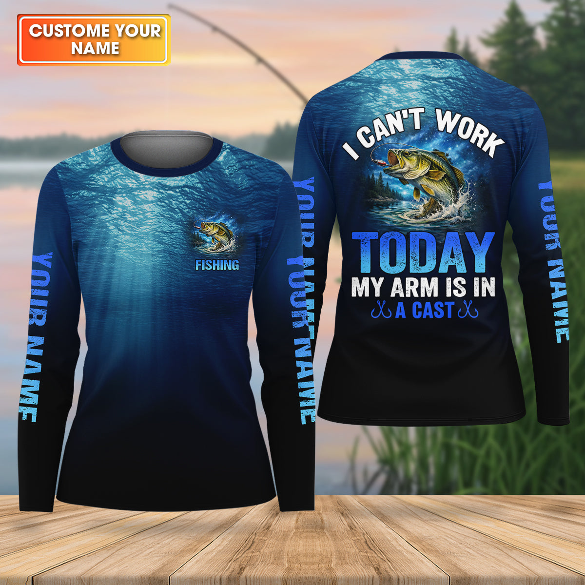 I Can't Work Today My Arm Is In A Cast Fishing UPF Shirts, Funny Fishing Shirt, Women Fishing Shirt