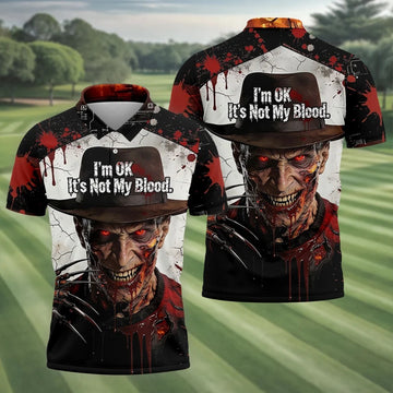 Im Ok Its Not My Blood Character Golf Polo Shirt, Halloween Golf Shirt, Mens Golf Polo