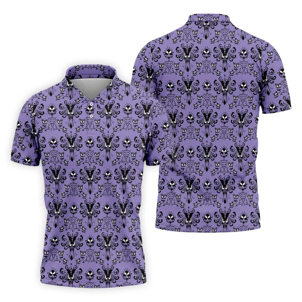 Haunted Mansion Hitchhiking Ghosts Men's Golf Polo ShirtHalloween Golf Shirt, Mens Golf Gift