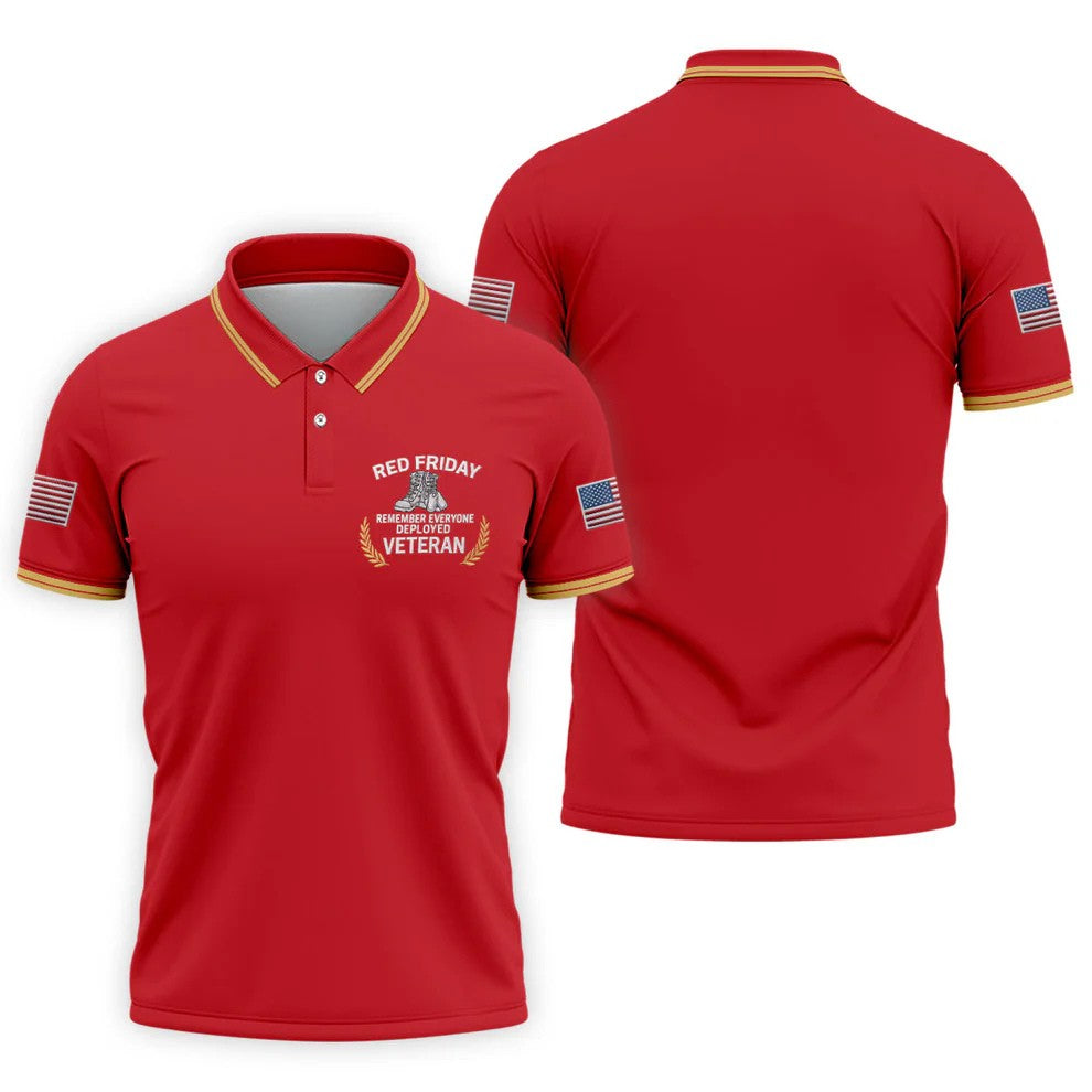 Red Friday Veteran Memorial 250 Years Golf Tops For Men, Patriotic Father's Day Golf Shirt