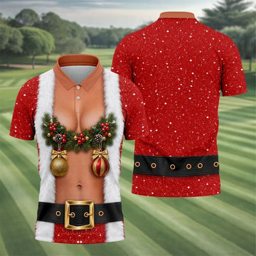Funny Ornament Garland Christmas Golf Shirt, Mens Golf Shirts, Polo Shirts For Men