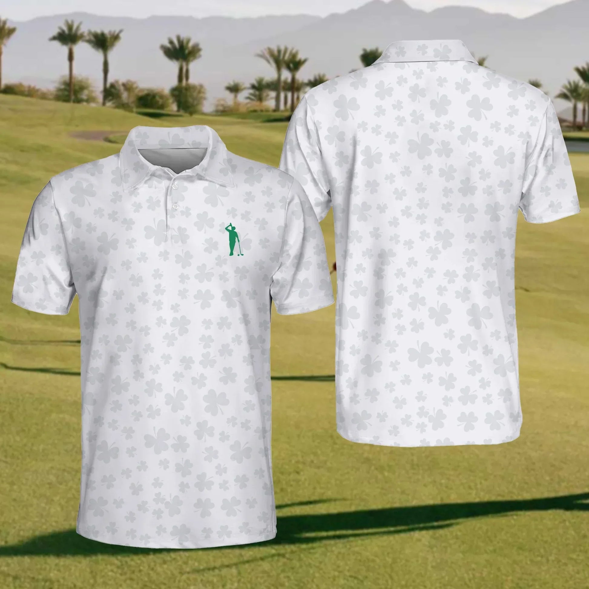 Shamrock Golf Polo ShirtMens Golf Shirt, St Patrick's Day Golf Shirt, Gift For Golfer