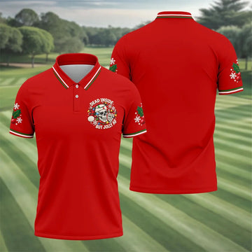 Jolly AF Skull Chest Logo Christmas Golf Shirt, Mens Golf Clothing, Golf Polo For Men