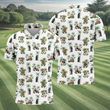 Tropical Horror Character Halloween Golf Shirt, Printed Golf Shirts, Golf Apparel For Men