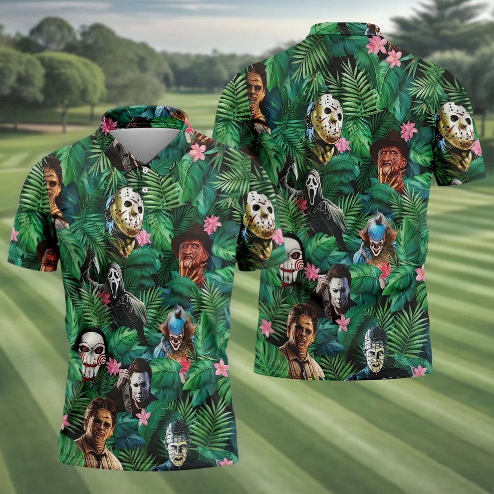 Hidden Horror Villains Jungle Hawaiian Golf Shirt, Hawaiian Golf Shirt, Golf Polo Shirts For Men