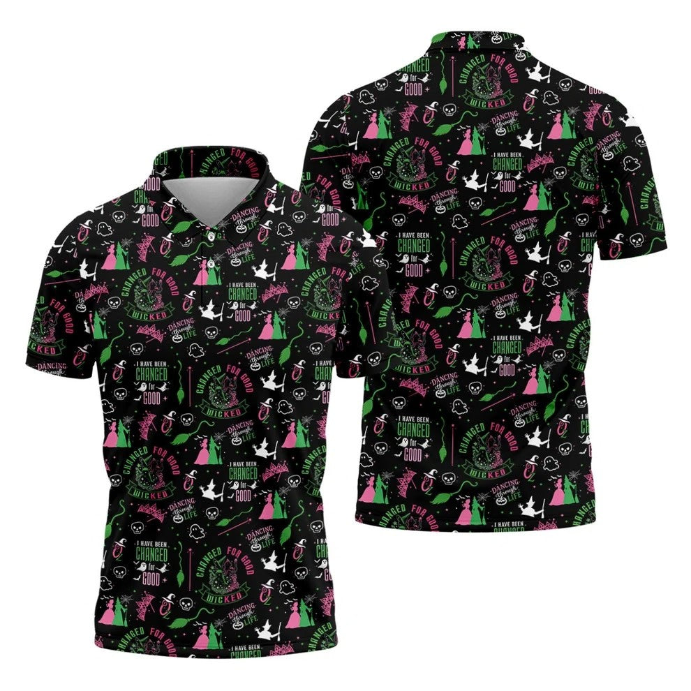Changed For Good Wicked Witch Halloween Golf Shirt, Horror Character Shirt, Mens Golf Polo