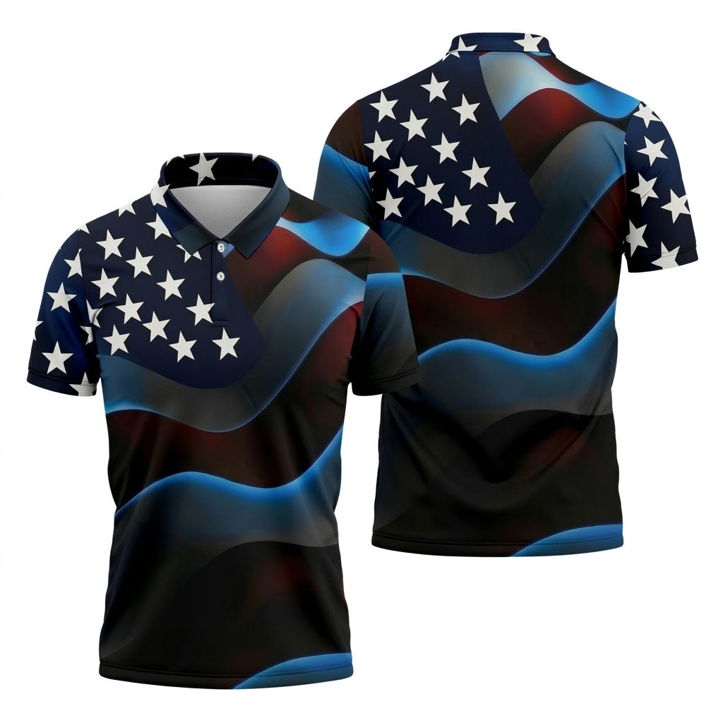 Patriotic American Flag 250th Anniversary Golf Tops For Men, Golf Shirts For Men, Polo ShirtFor Men
