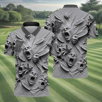 Screaming Faces Disc Golf Polo Shirt, Disc Golf Shirts For Men, Disc Golf Apparel