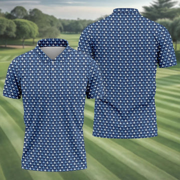 Blue Funny Middle Finger Golf Pattern Polo Shirt, Golf Polo Shirts For Men, Mens Golf Apparel