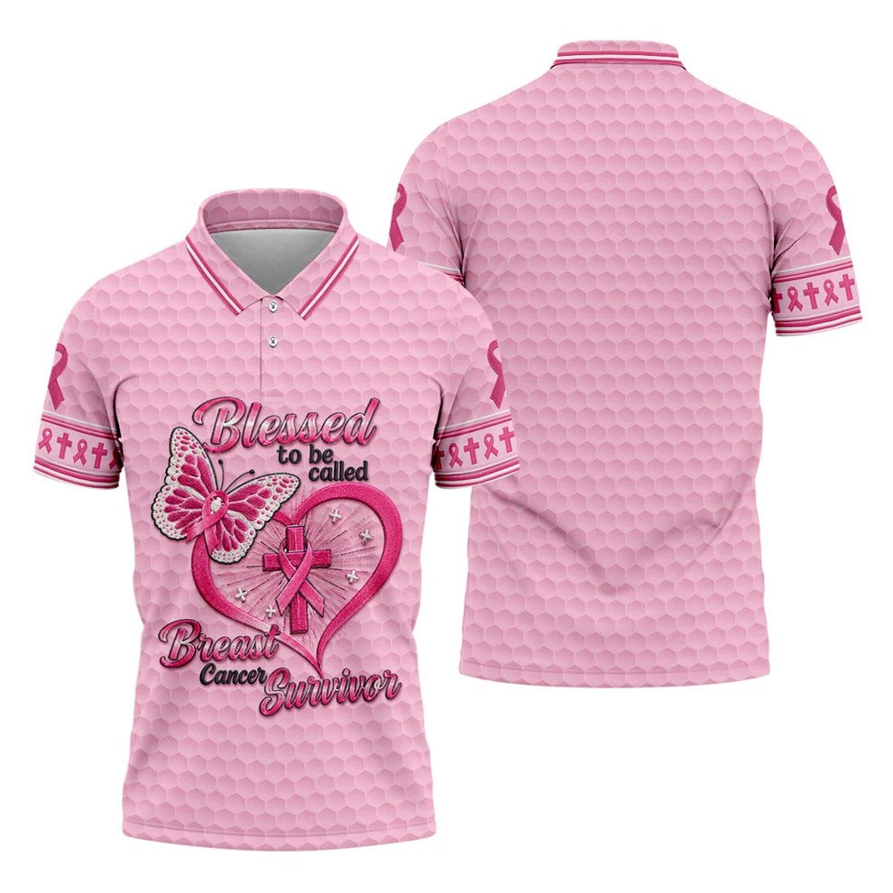 Blessed To Be Called Breast Cancer Survivor Golf Shirt, Mens Golf Polo, Golf Shirts For Men
